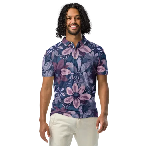 Moonlit Garden on a Men's Slim Fit Polo Shirt