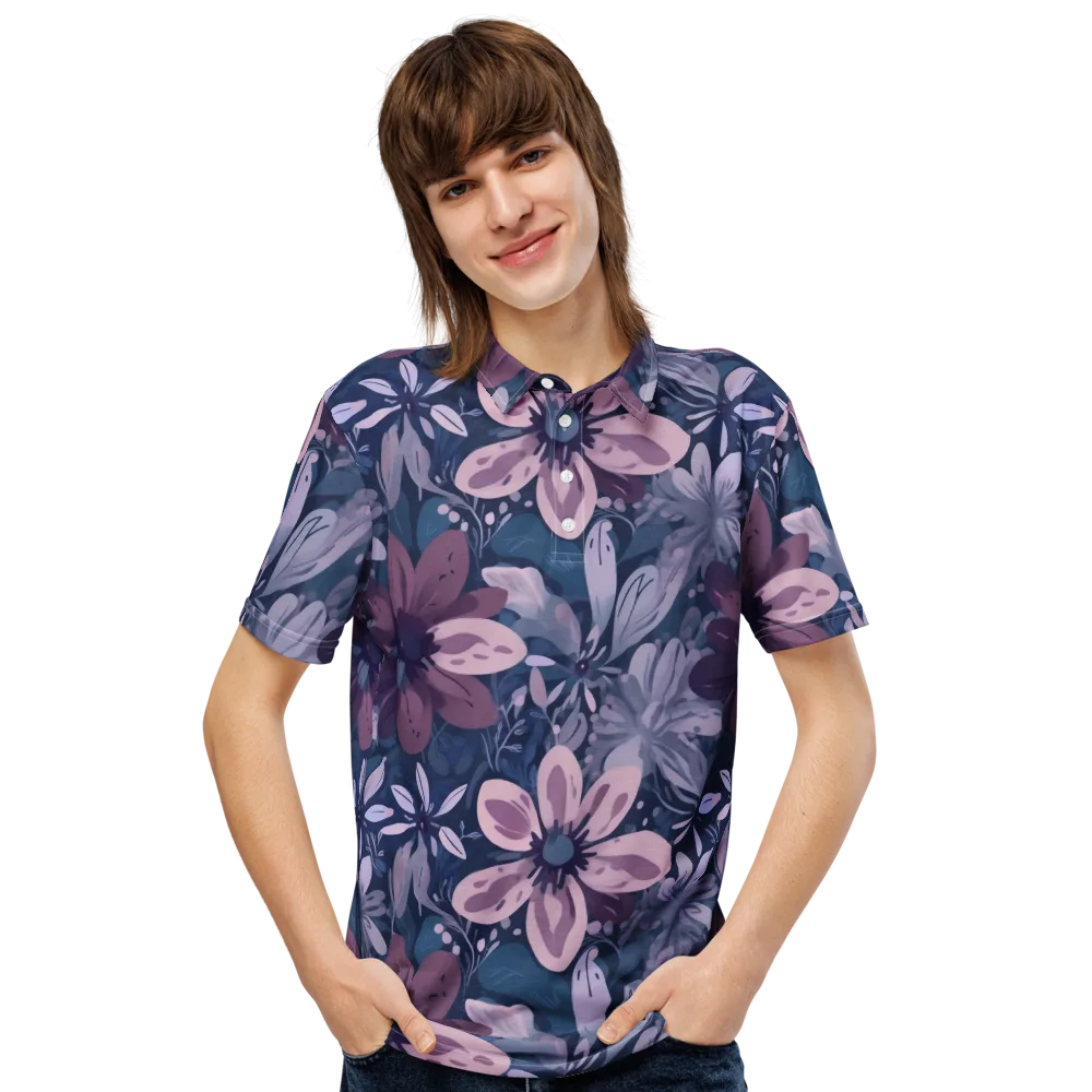 Moonlit Garden on Men's Slim Fit Polo Shirt — Front