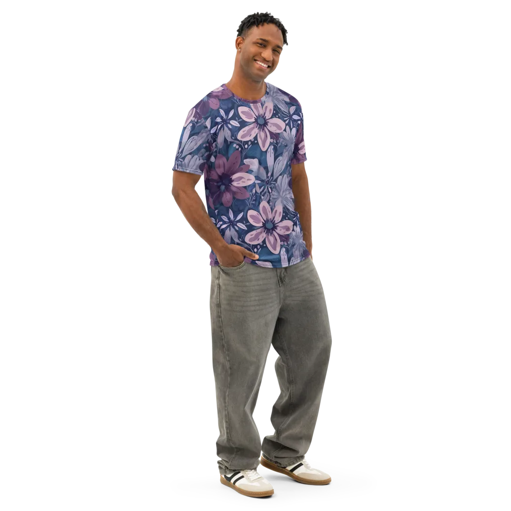 Moonlit Garden on Men's Cotton Crew Neck T-Shirt — Right Front