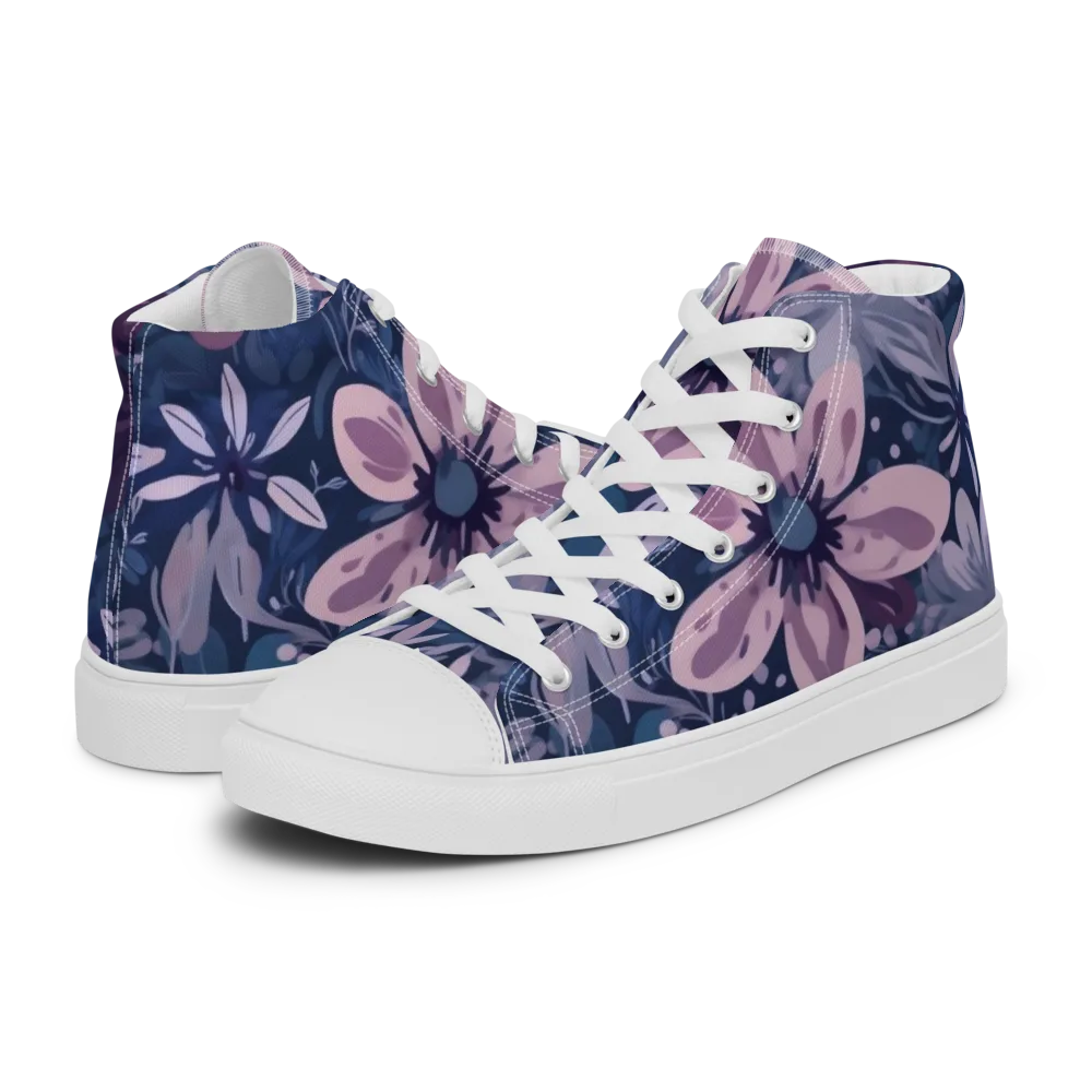 Moonlit Garden on Men's High Top Canvas Shoes — Left