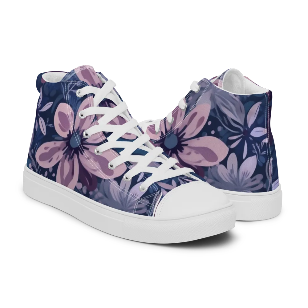 Moonlit Garden on Men's High Top Canvas Shoes — Right