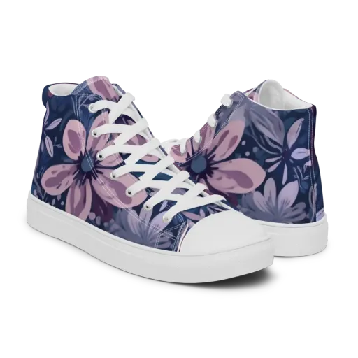 Moonlit Garden on a Men's High Top Canvas Shoes