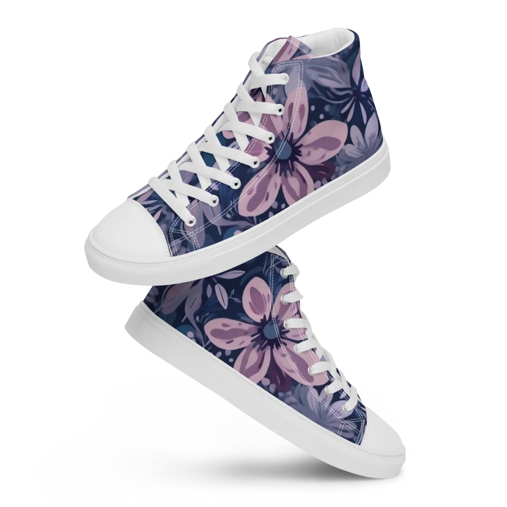 Moonlit Garden on Men's High Top Canvas Shoes — Front