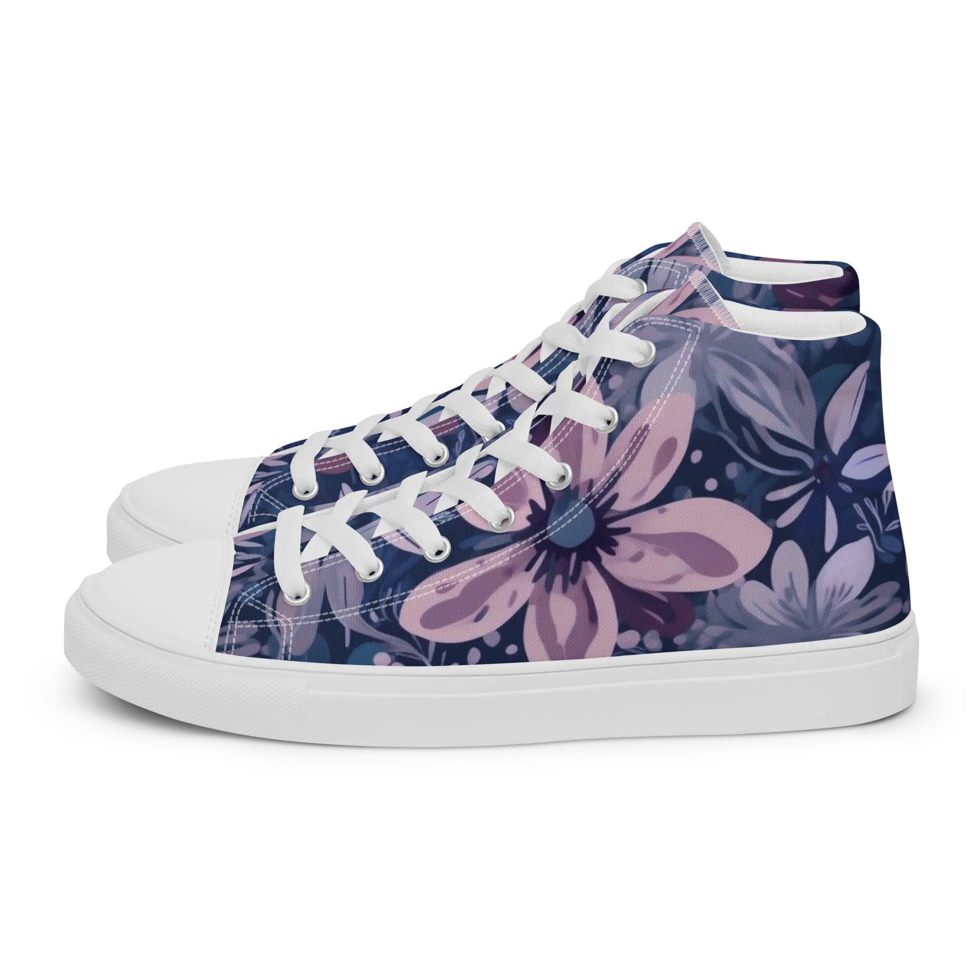 Moonlit Garden on Women's High Top Canvas Shoes — Left