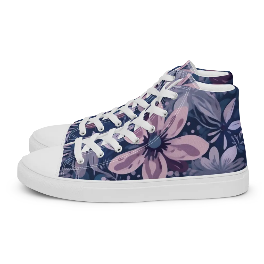 Moonlit Garden on Women's High Top Canvas Shoes — Left