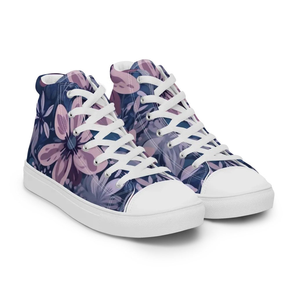 Moonlit Garden on Women's High Top Canvas Shoes — Right Front