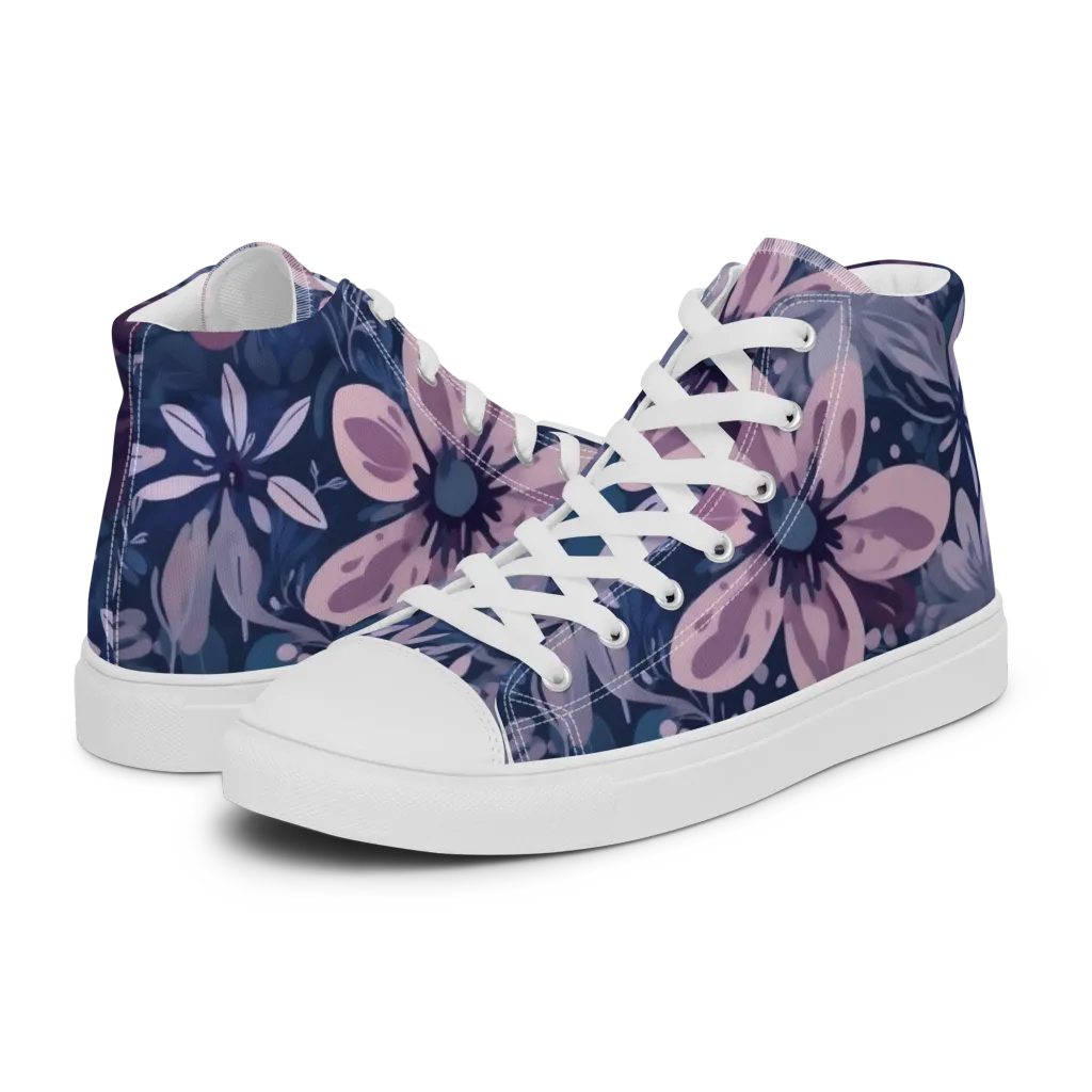 Moonlit Garden on Women's High Top Canvas Shoes — Left