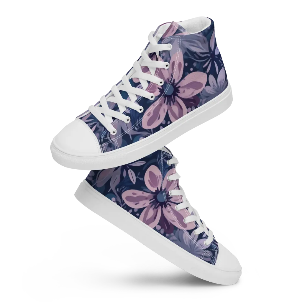 Moonlit Garden on Women's High Top Canvas Shoes — Front