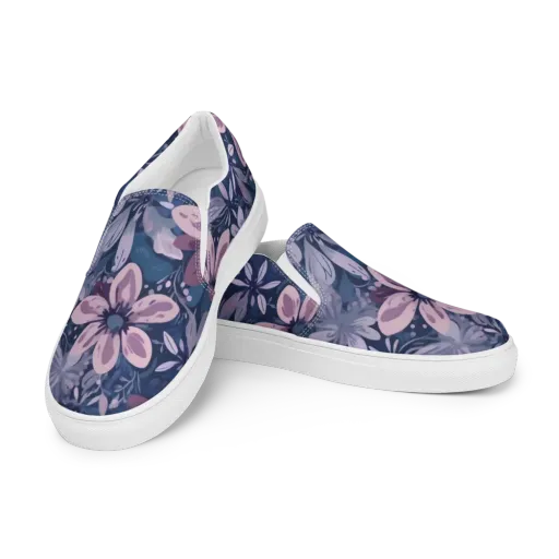 Moonlit Garden on a Men's Slip-On Canvas Shoes