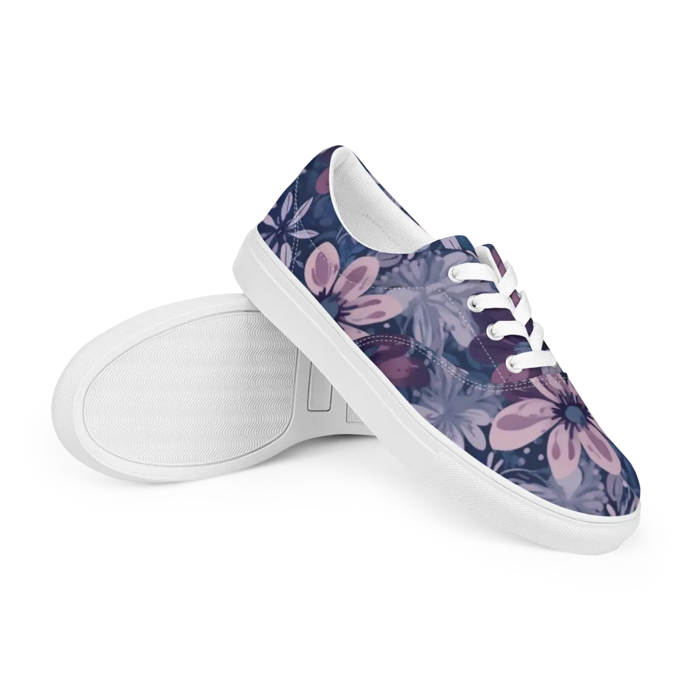 Moonlit Garden on Men's Lace-Up Canvas Shoes — Right Front