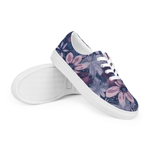 Moonlit Garden on a Men's Lace-Up Canvas Shoes