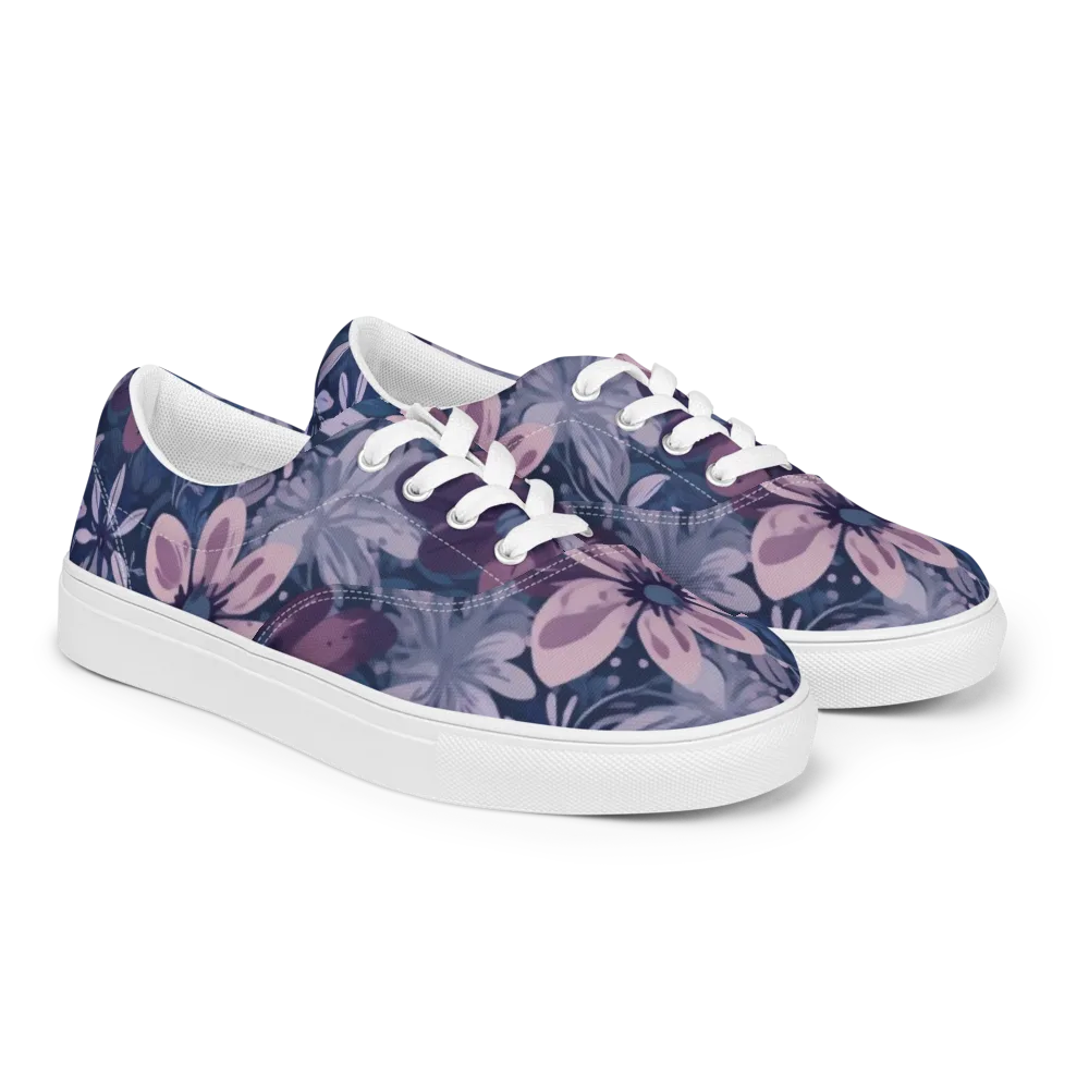 Moonlit Garden on Men's Lace-Up Canvas Shoes — Right Front
