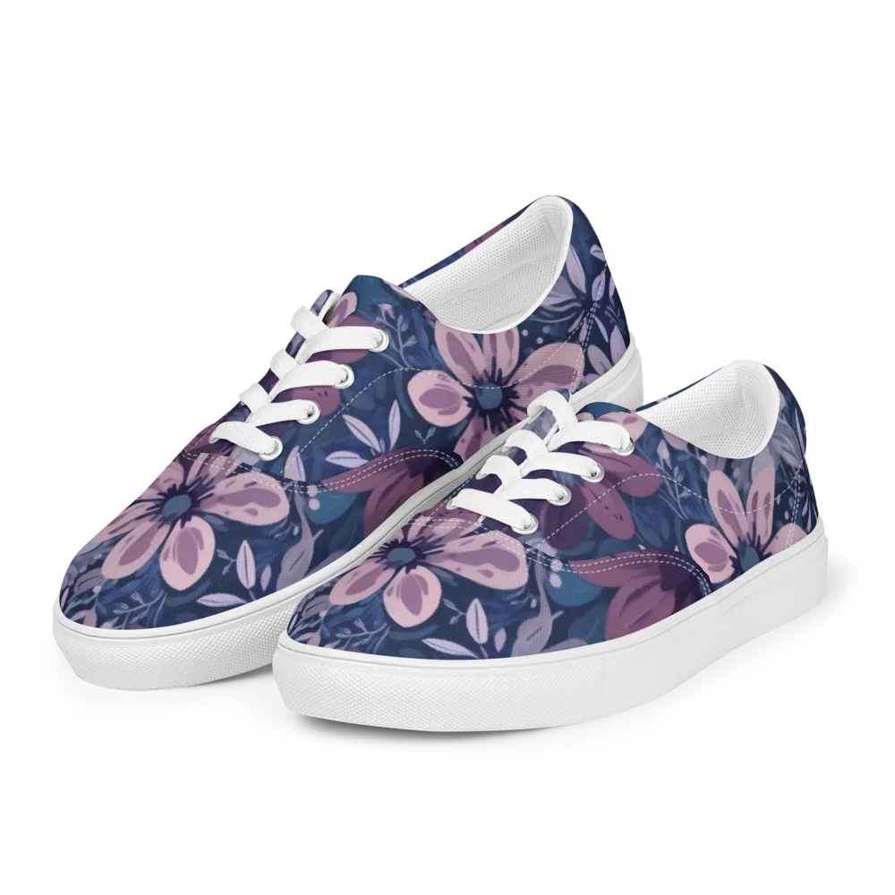Moonlit Garden on Men's Lace-Up Canvas Shoes — Left Front