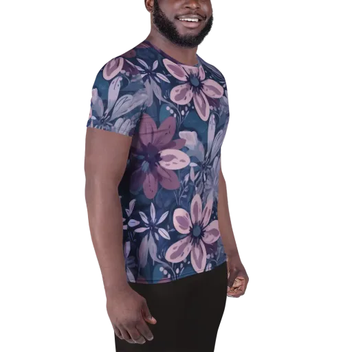 Moonlit Garden on a Men's Athletic T-Shirt