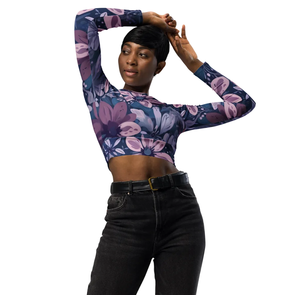 Moonlit Garden on Long Sleeve Crop Top — Front