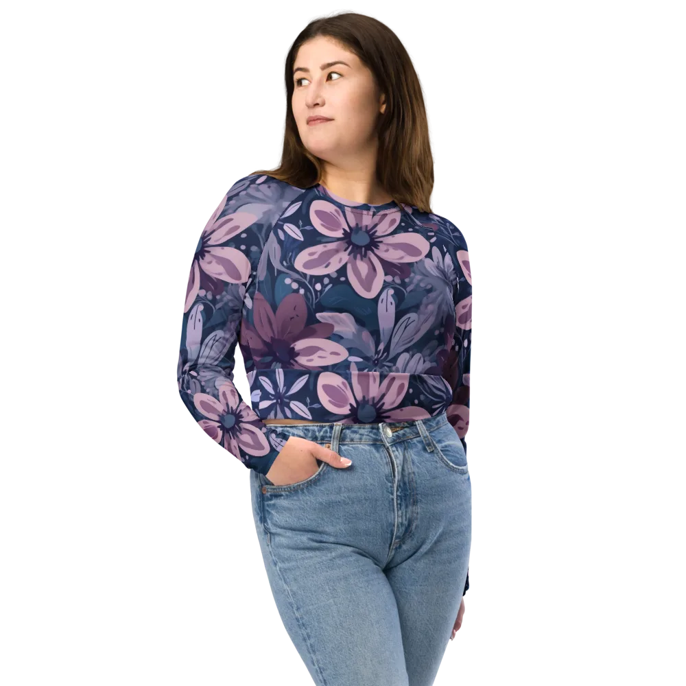 Moonlit Garden on Long Sleeve Crop Top — Front