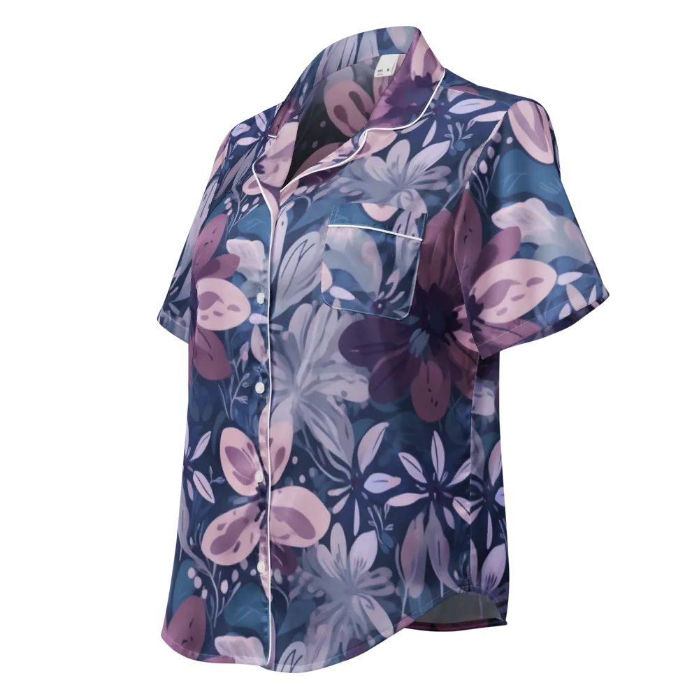 Moonlit Garden on Women's Short Sleeve Pajama Top — Left Front