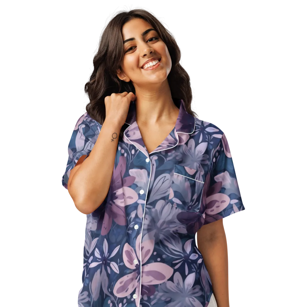Moonlit Garden on Women's Short Sleeve Pajama Top — Front
