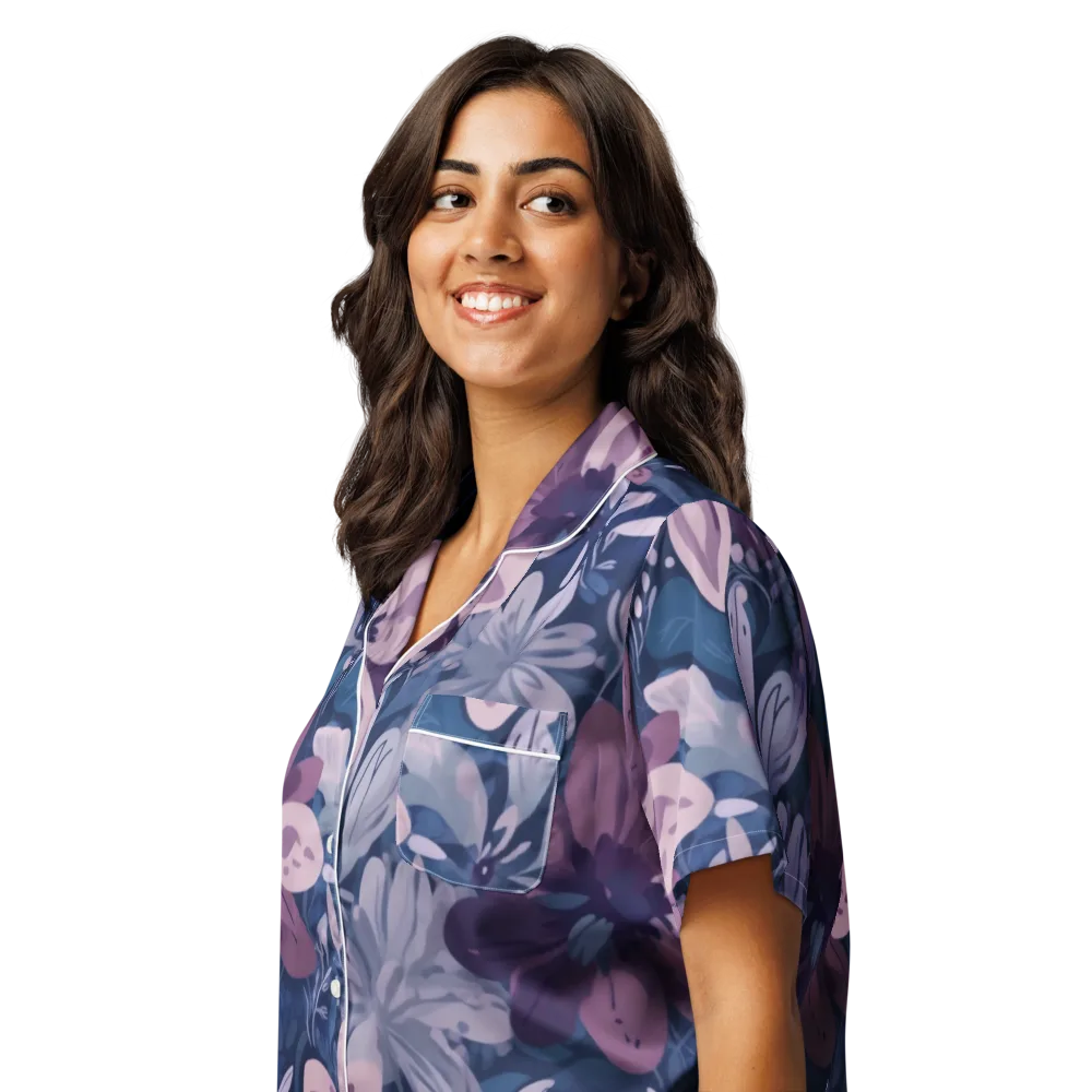 Moonlit Garden on Women's Short Sleeve Pajama Top — Left Front