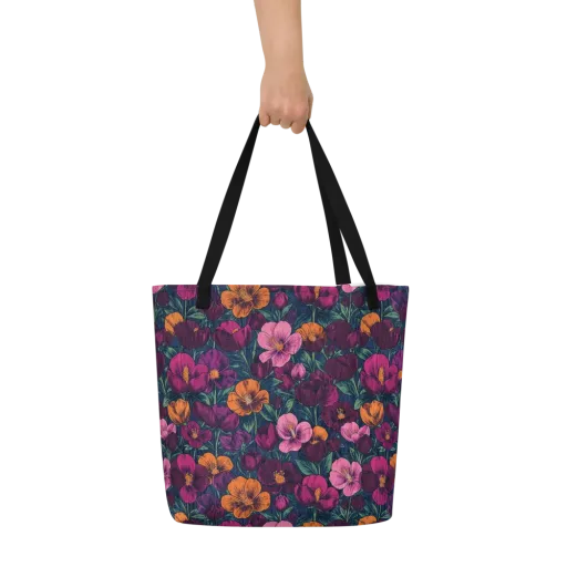 Indigo Hothouse on a Large Tote Bag W/ Pocket