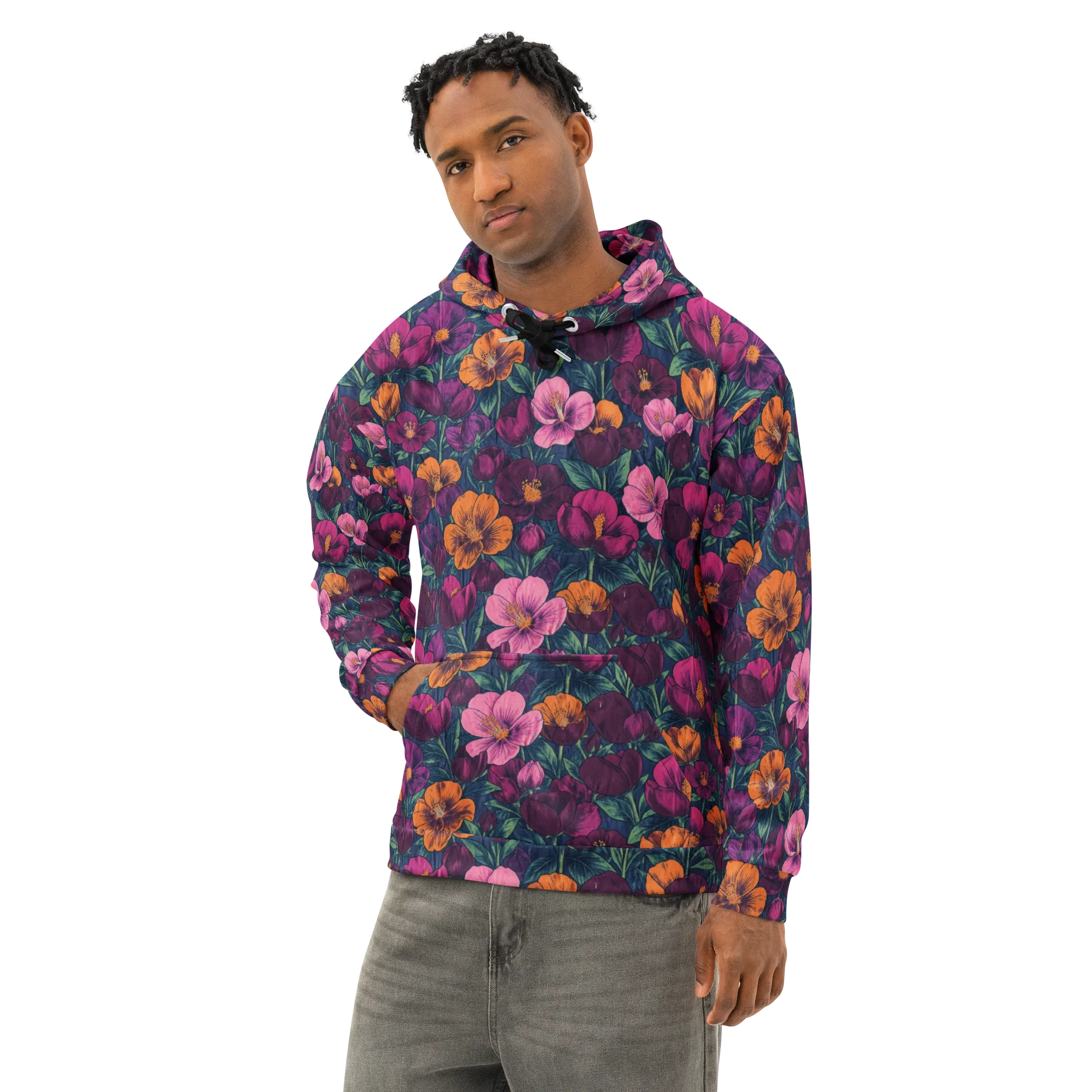 Indigo Hothouse on Cotton Hoodie — Left Front
