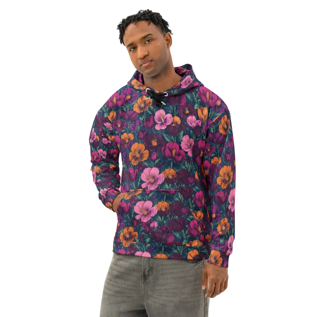 Indigo Hothouse on Cotton Hoodie — Left Front