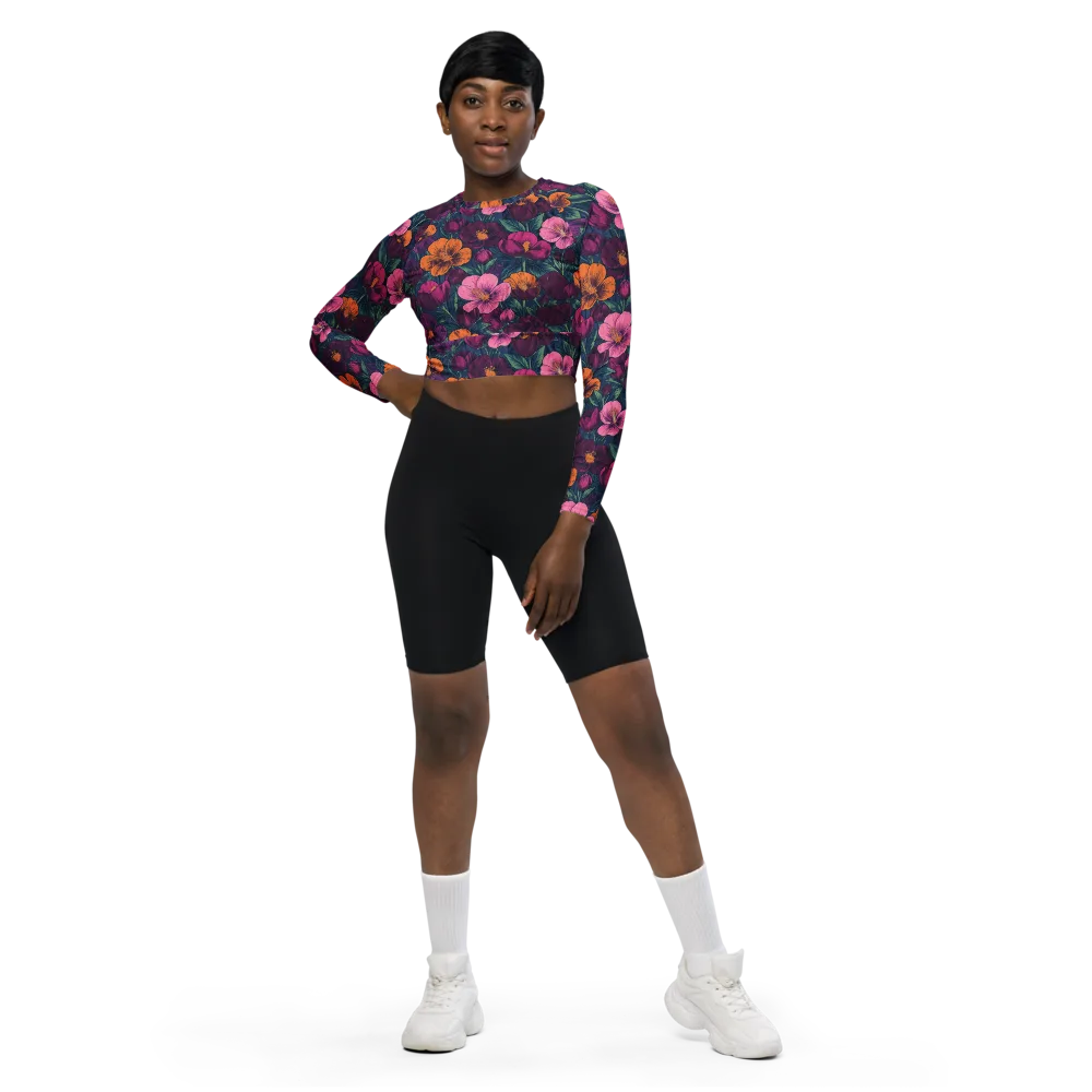 Indigo Hothouse on Long Sleeve Crop Top — Front