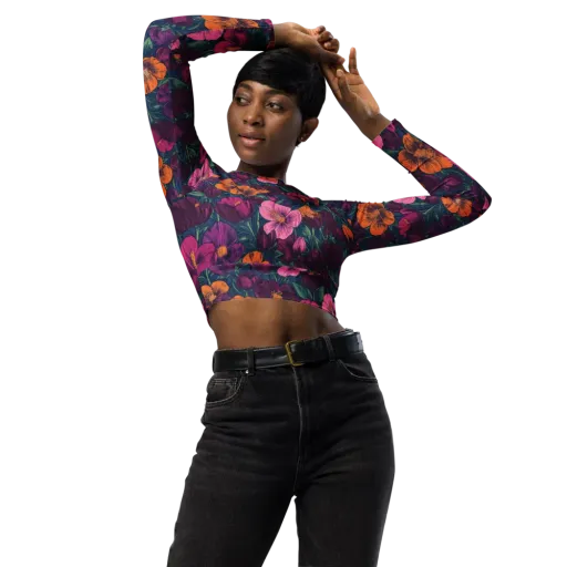 Indigo Hothouse on a Long Sleeve Crop Top