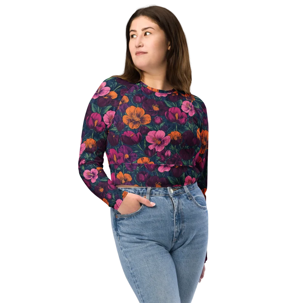 Indigo Hothouse on Long Sleeve Crop Top — Front