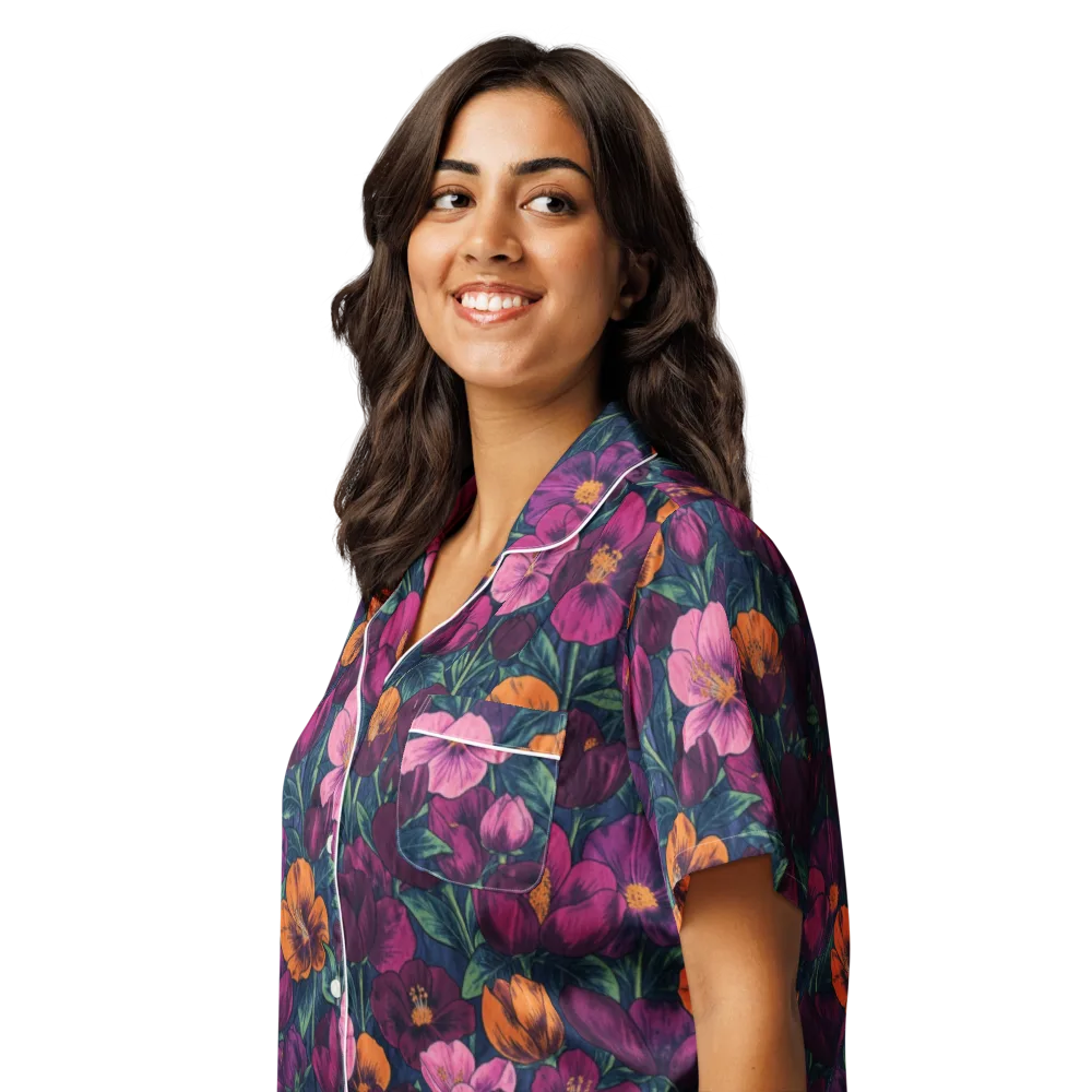 Indigo Hothouse on Women's Short Sleeve Pajama Top — Left Front