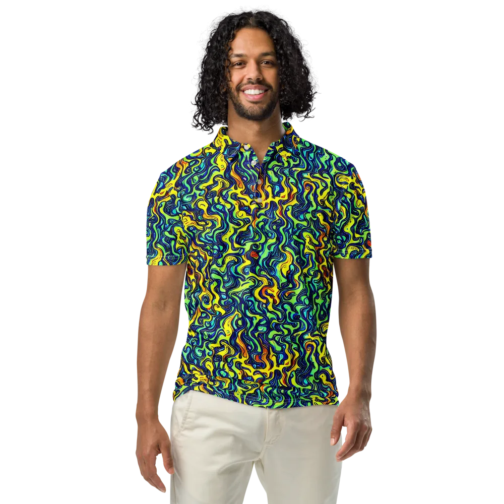 Electric Eel on Men's Slim Fit Polo Shirt — Front