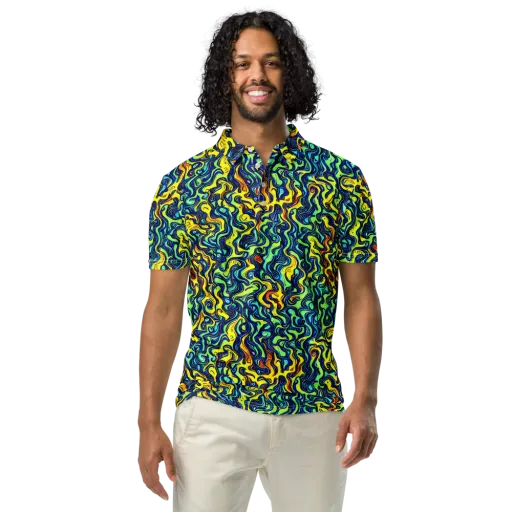 Electric Eel on a Men's Slim Fit Polo Shirt