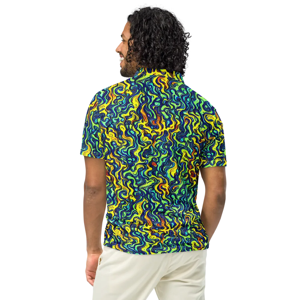 Electric Eel on Men's Slim Fit Polo Shirt — Back