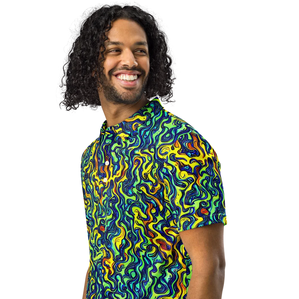Electric Eel on Men's Slim Fit Polo Shirt — Left Front