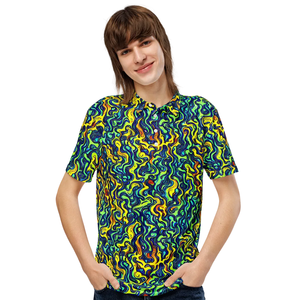 Electric Eel on Men's Slim Fit Polo Shirt — Front