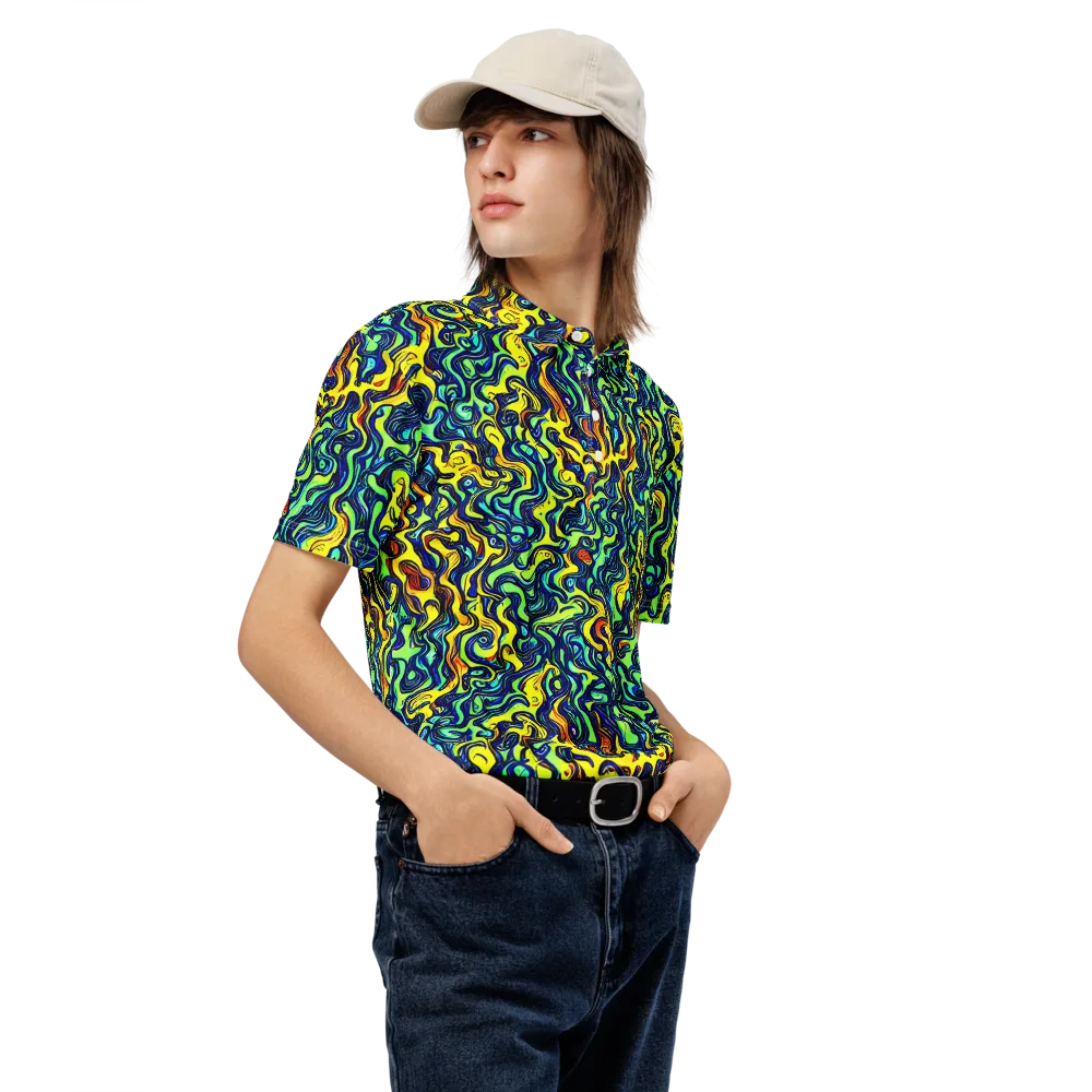 Electric Eel on Men's Slim Fit Polo Shirt — Right Front