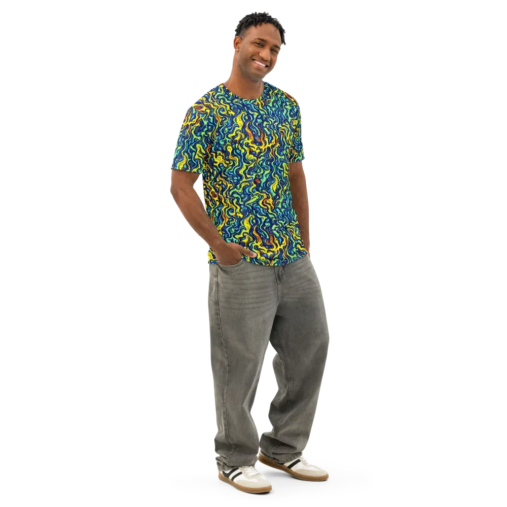 Electric Eel on Men's Cotton Crew Neck T-Shirt — Right Front