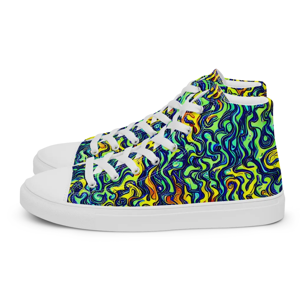 Electric Eel on Men's High Top Canvas Shoes — Left