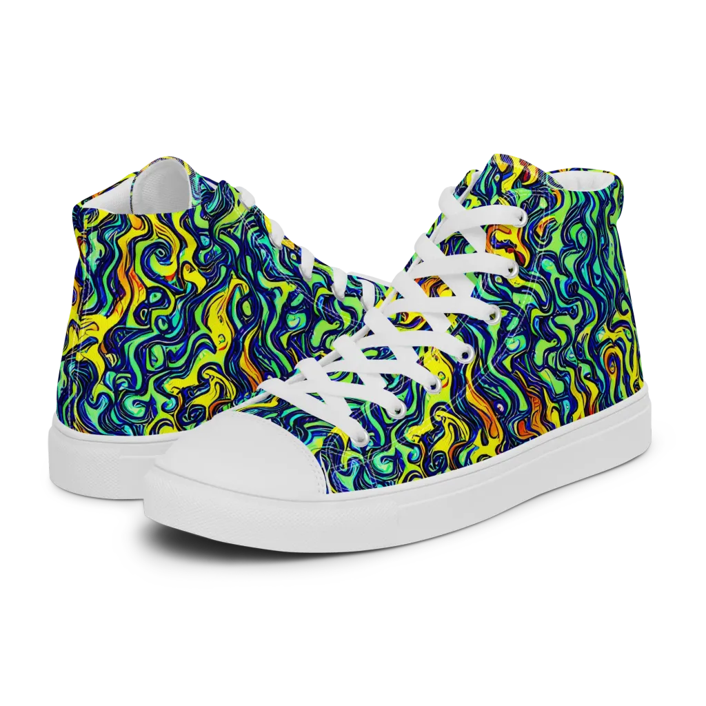 Electric Eel on Men's High Top Canvas Shoes — Left