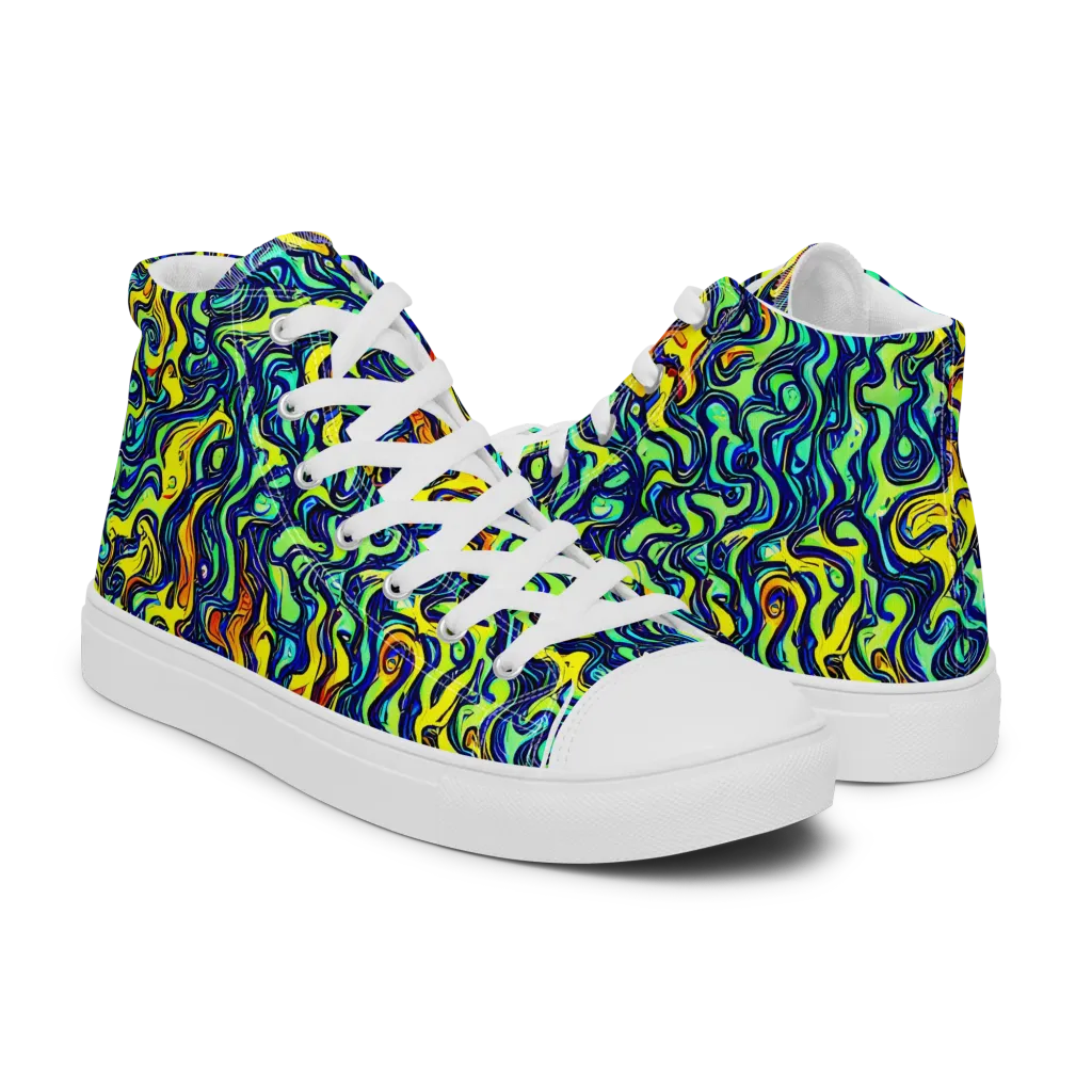 Electric Eel on Men's High Top Canvas Shoes — Right