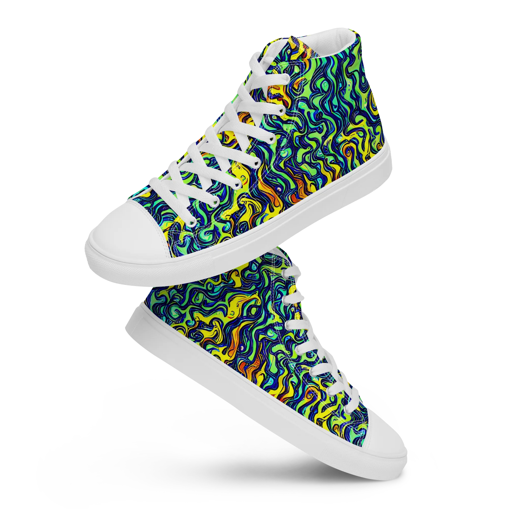Electric Eel on Men's High Top Canvas Shoes — Front