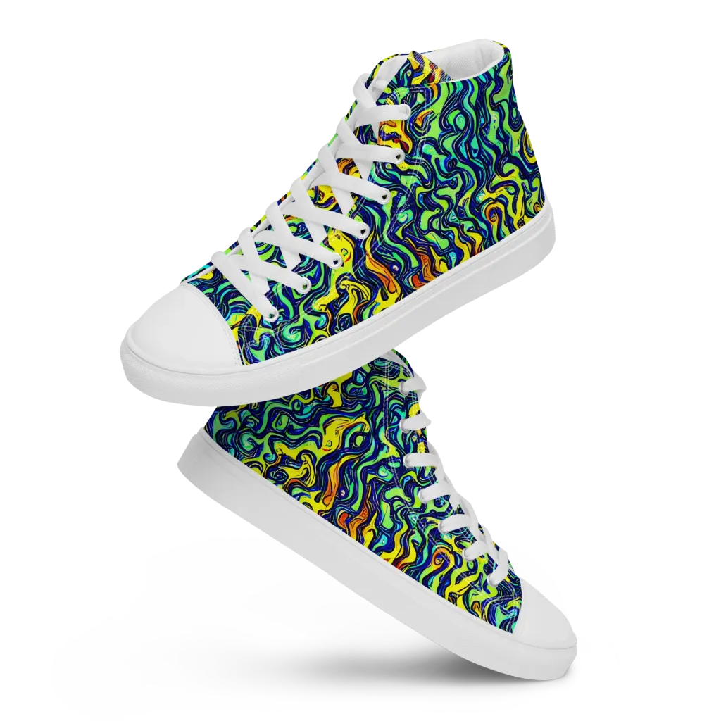 Electric Eel on Men's High Top Canvas Shoes — Front