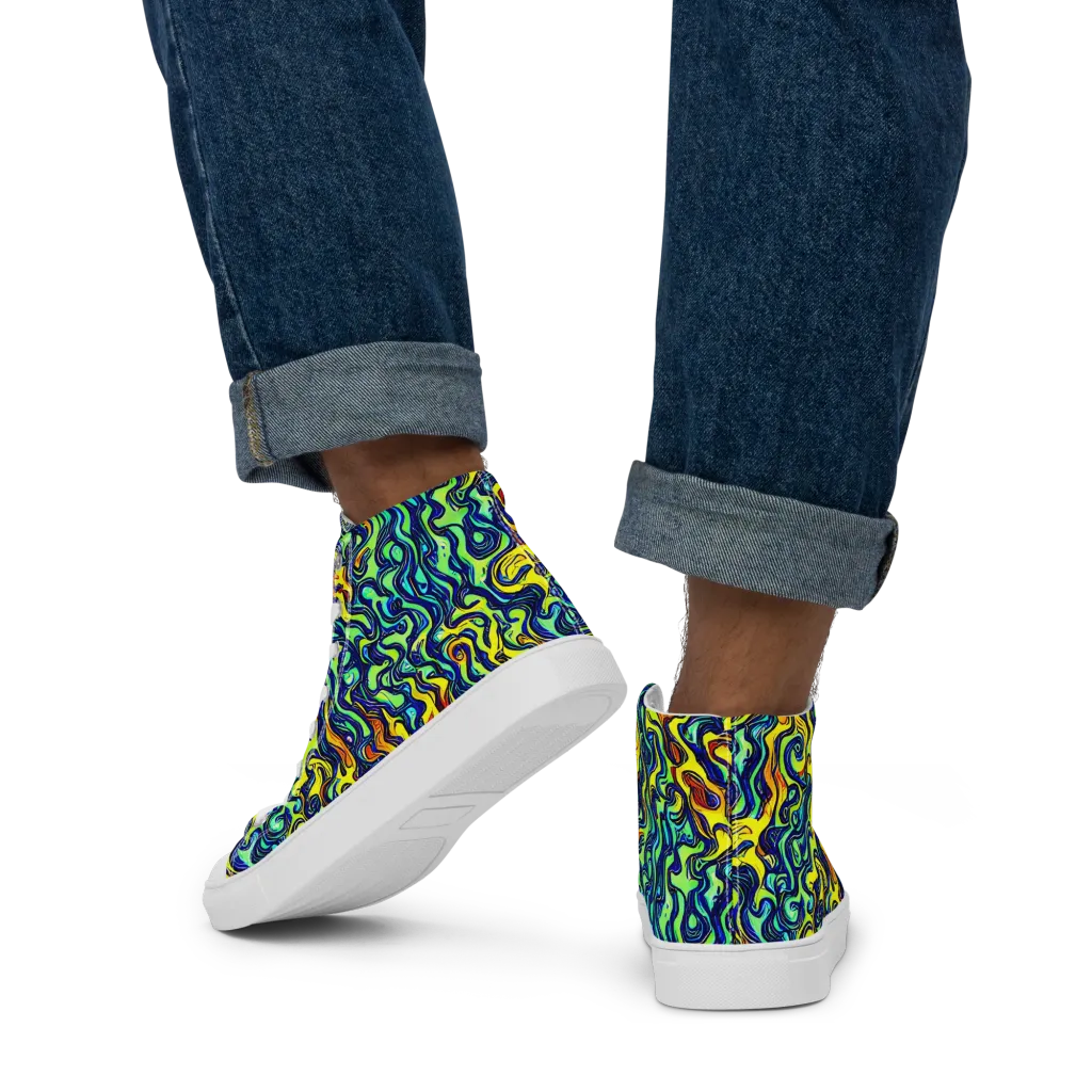 Electric Eel on Men's High Top Canvas Shoes — Back
