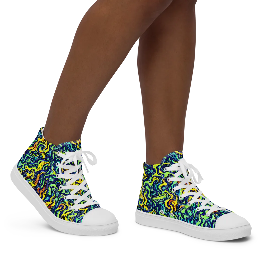 Electric Eel on Women's High Top Canvas Shoes — Right