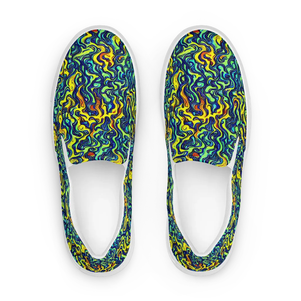 Electric Eel on Men's Slip-On Canvas Shoes — Front
