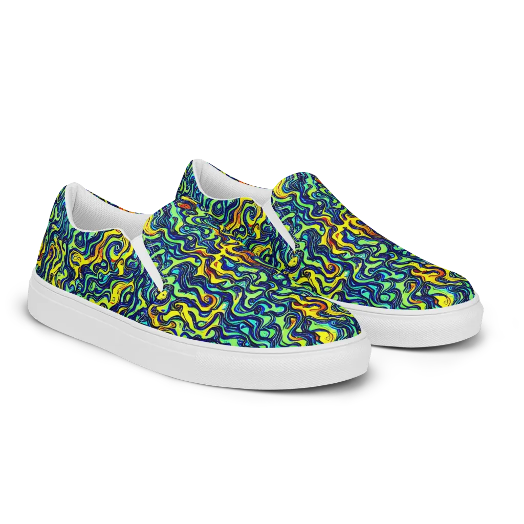 Electric Eel on Men's Slip-On Canvas Shoes — Right Front