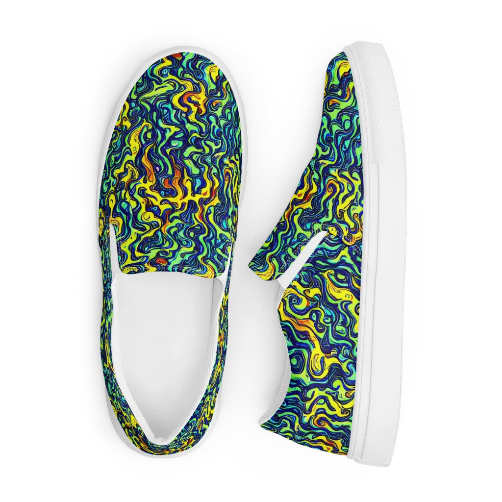 Electric Eel on Men's Slip-On Canvas Shoes — Front