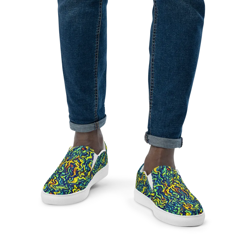 Electric Eel on Men's Slip-On Canvas Shoes — Front