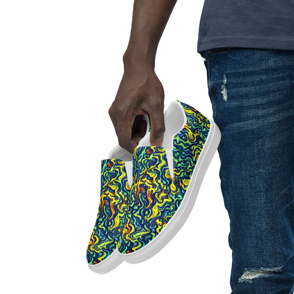 Electric Eel on Men's Slip-On Canvas Shoes — Left Front