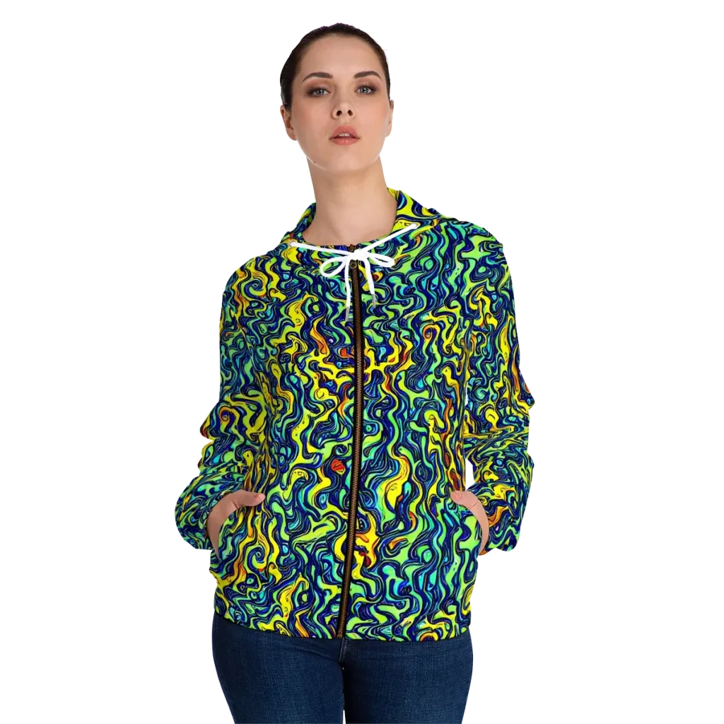 Electric Eel on Women's Full-Zip Hoodie — Front On Person